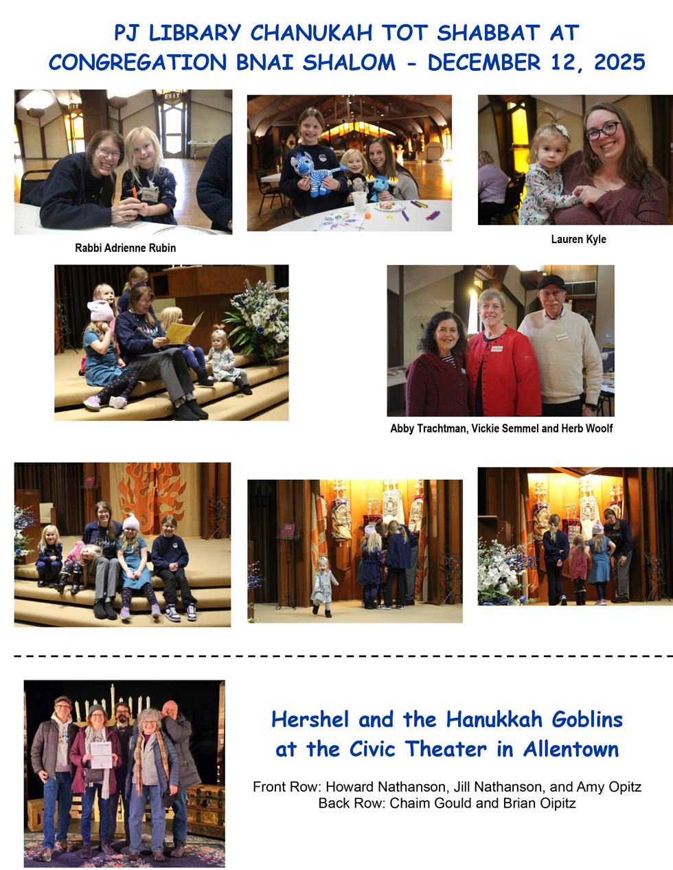 Children on bima with Rabbi Rubin for Torah and story time